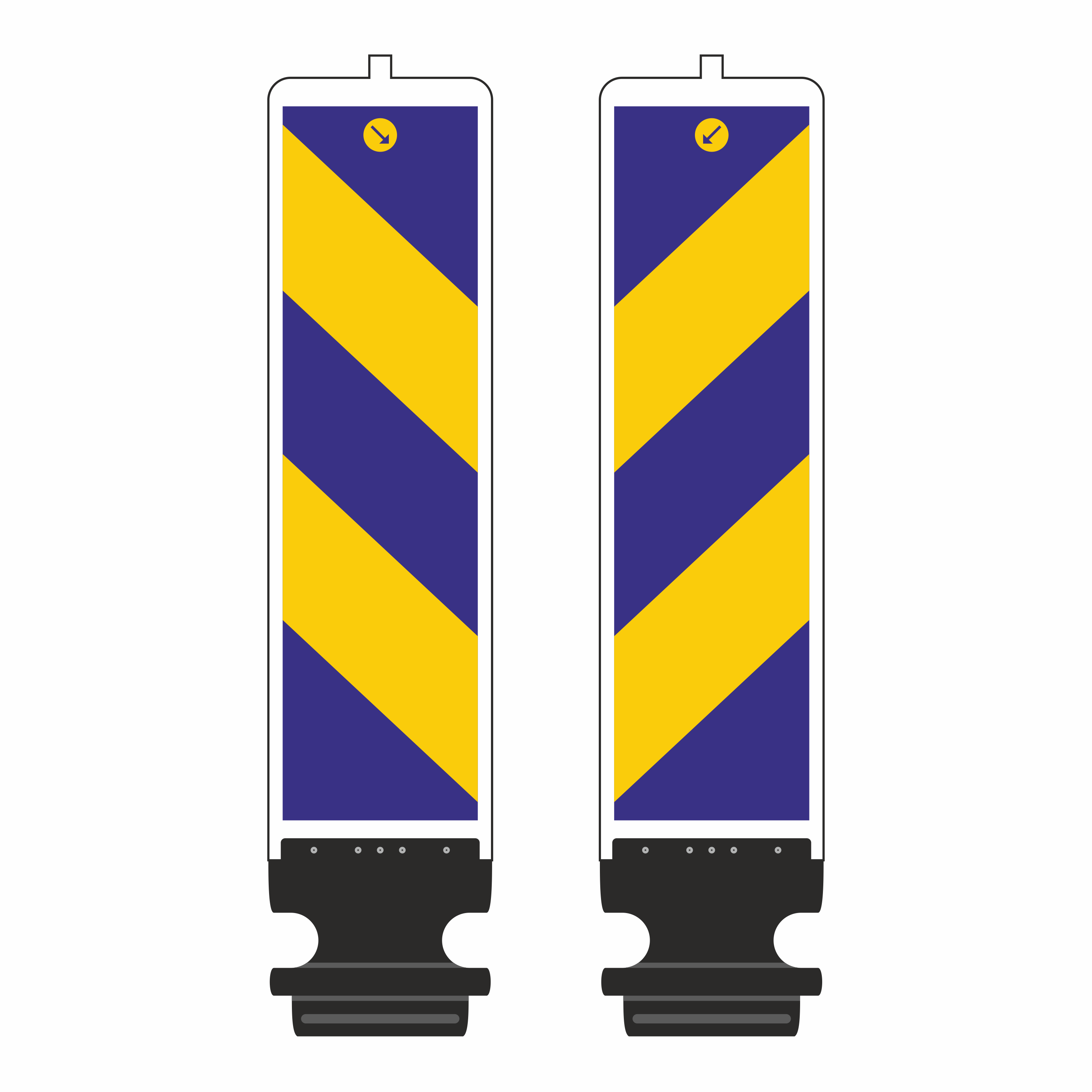 Leitboy sidomarkeringsskärm vit konvex blå/gul H/V