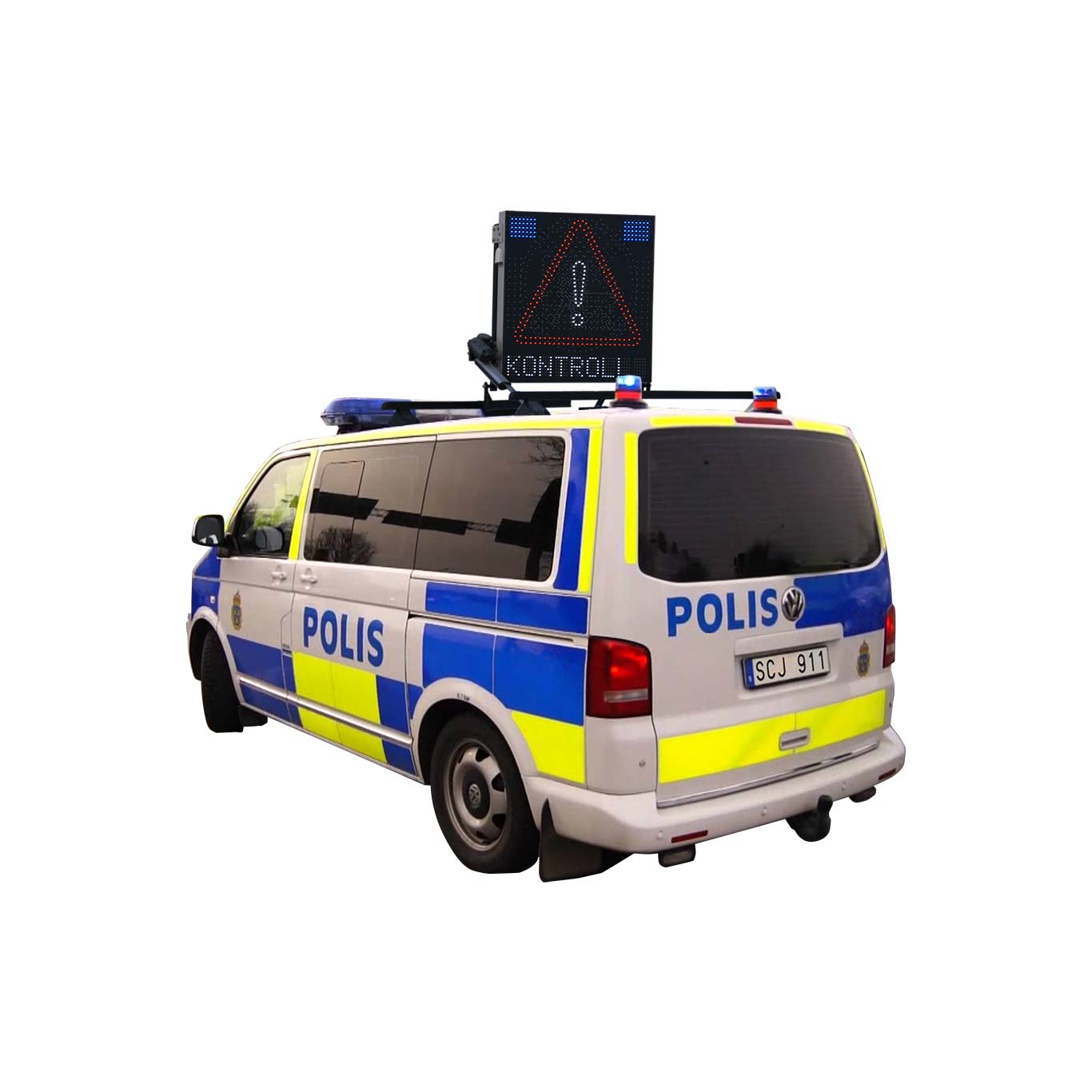 PolVis VMS-skylt LED motordriven blå/orange blixtljus