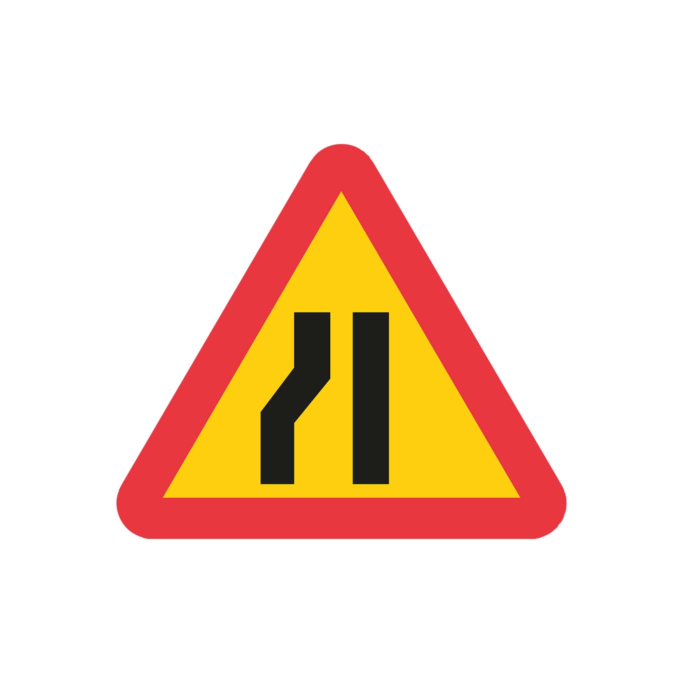 Plvm A5-3 Varning för avsmalnande väg, vänster