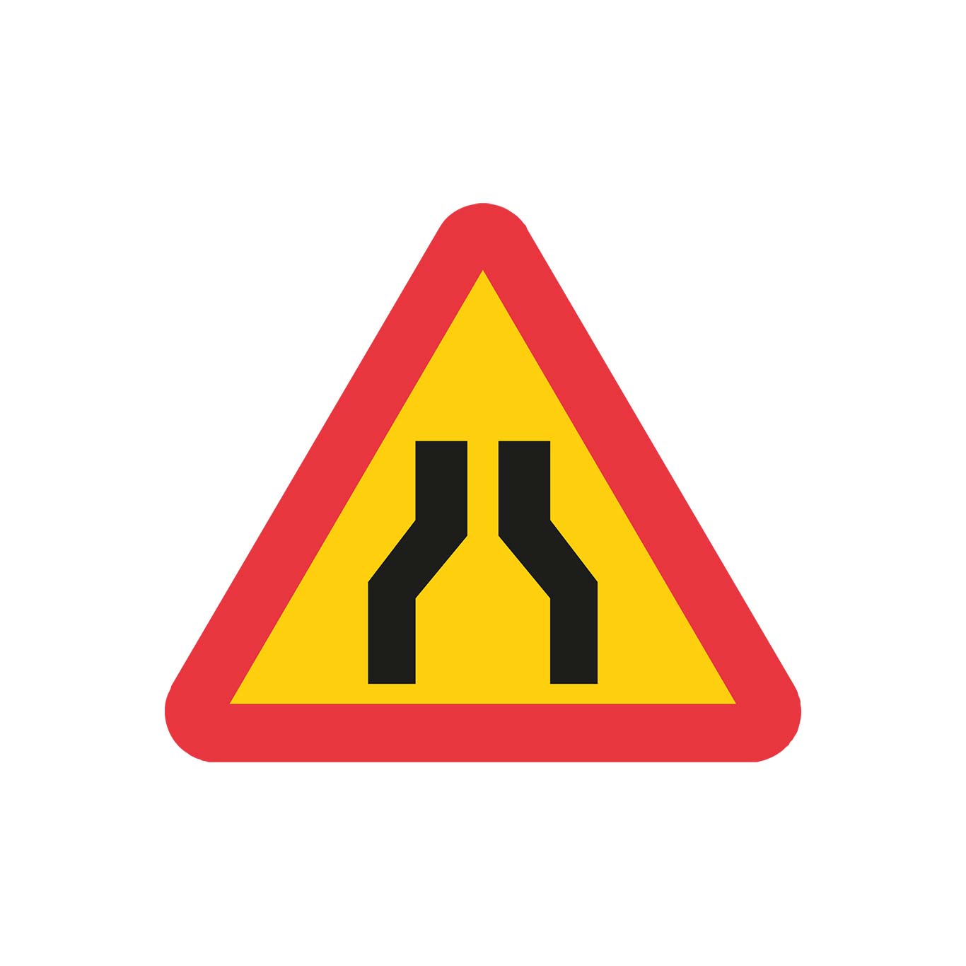 Plvm A5-1 Varning för avsmalnande väg, båda sidor