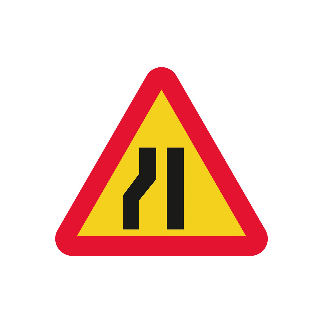 A5 Varning för avsmalnande väg