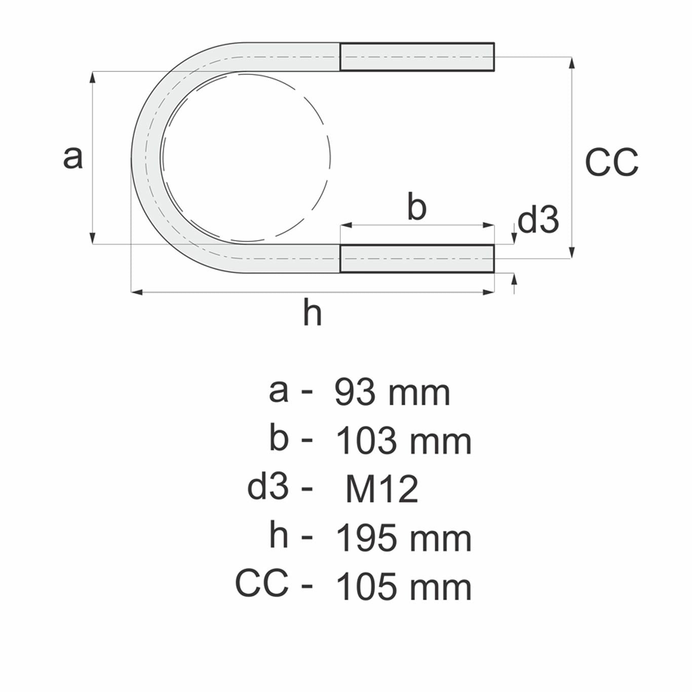 U-bult M12 - 105 mm