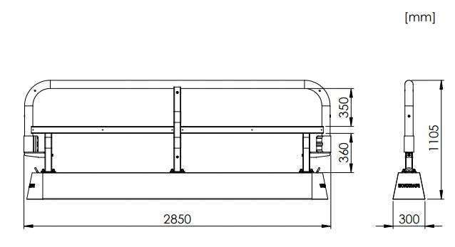 TA-Balk/Trafikbalk T1 Stål/betong  L-2890 mm H-1105 mm Vikt 435 kg