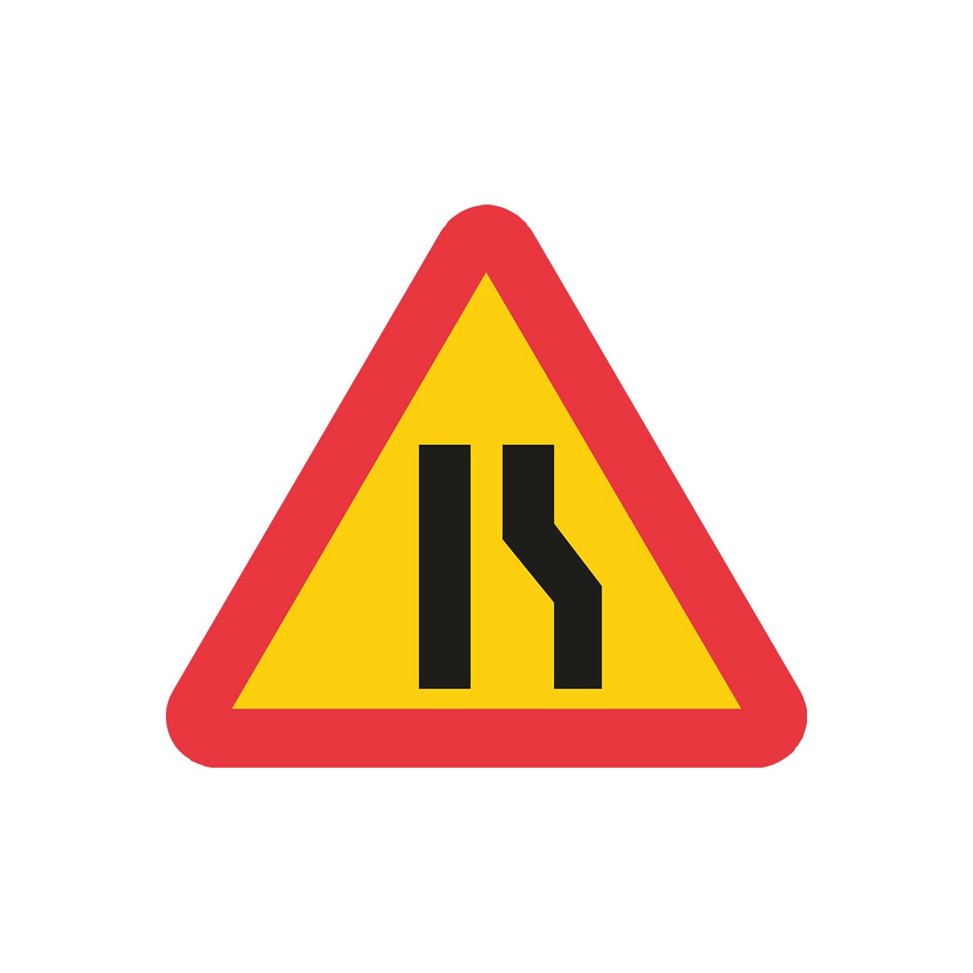Plvm A5-2 Varning för avsmalnande väg,  höger